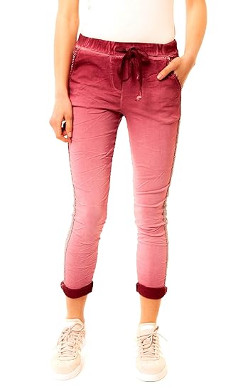 Easy Young Fashion Damen Joggpant mit Silber-Galon