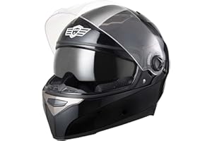 AHR Motorcycle Full Face Helmet Dual Visor Street Bike Lightweight DOT Approved Helmet Snowmobile Touring Sports for Adult Run-F