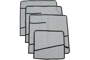 HERSENT Heavy Duty Oxford Tool Roll Pouch Wrench Holder Organizer Bag with 12 Pockets Set of 4(HGJ73) (Grey)