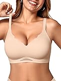 OEAK Womens Wireless Bras Scalloped Push Up