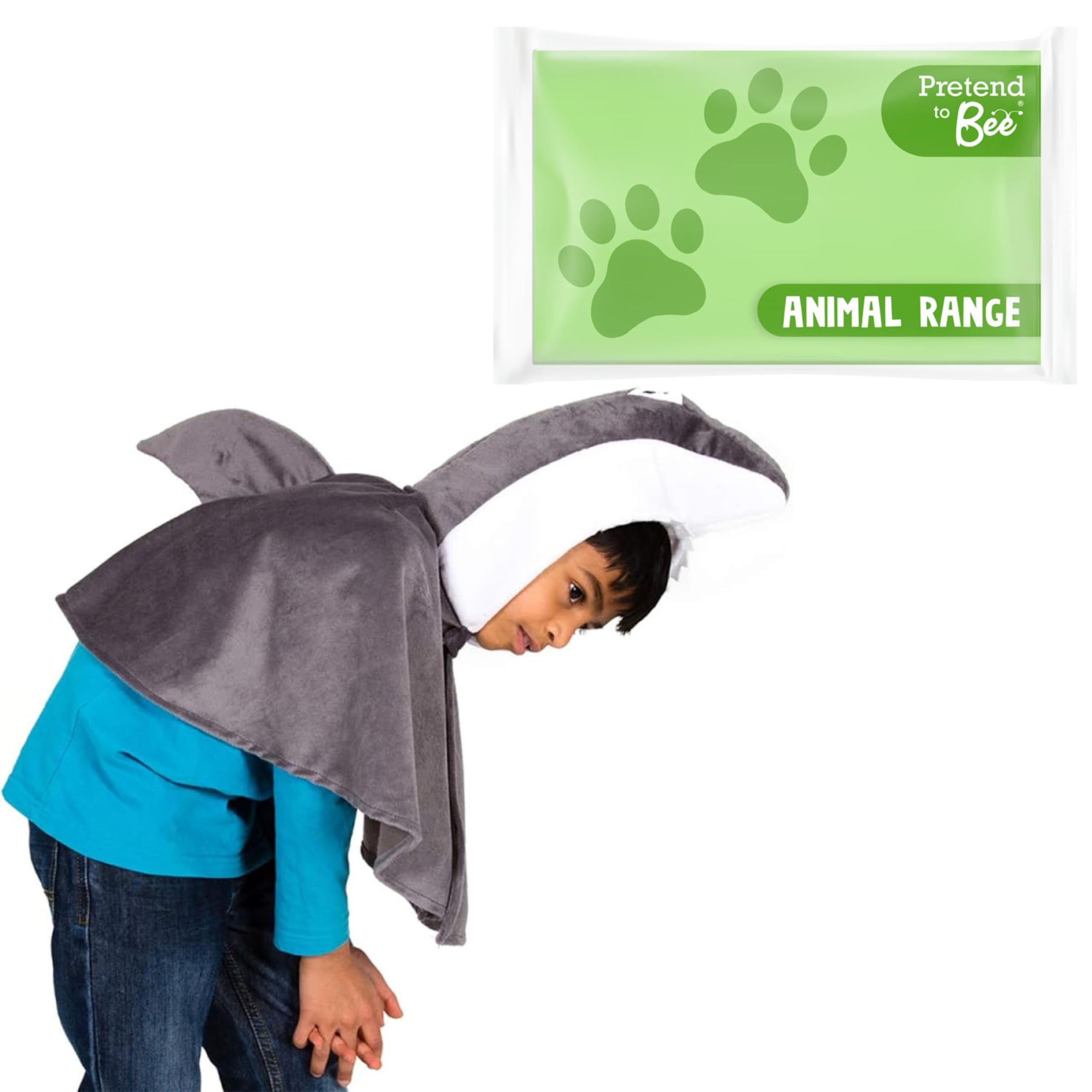 PRETEND TO BEE Shark Cape Dress Up Costume for Kids, 3-7 Years