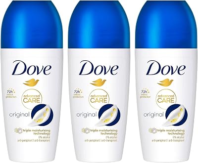 Dove Deodorant Roll On Go Fresh Original 72H 50ml Pack of 3 Women