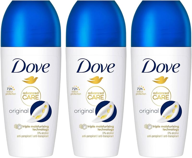 Dove Deodorant Roll On Go Fresh Original 72H 50ml Pack of 3 Women