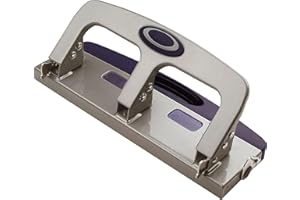 Officemate Deluxe Medium Duty 3-Hole Punch with Chip Drawer, Silver and Navy, 20-Sheet Capacity (90102)