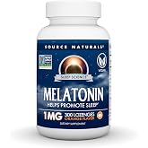 Source Naturals Sleep Science Melatonin, 1mg - 300 Vegan Lozenges | Helps Promote Sleep | Non GMO Project Verified | Orange Flavored*