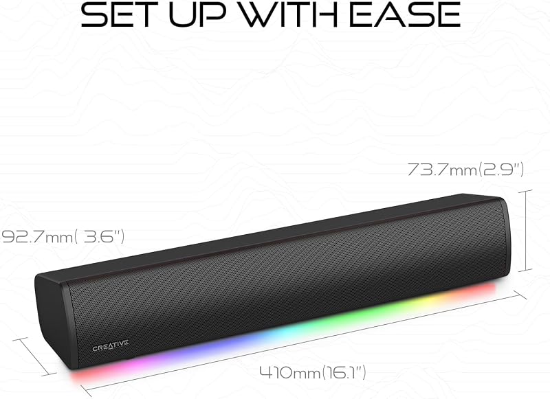 Sound Blaster GS3 Kompakte Gaming-Soundbar mit RGB- und SuperWide-Technologie, Stromversorgung über USB, Bluetooth 5.4, Kopfhörerausgang, für PC und Mac