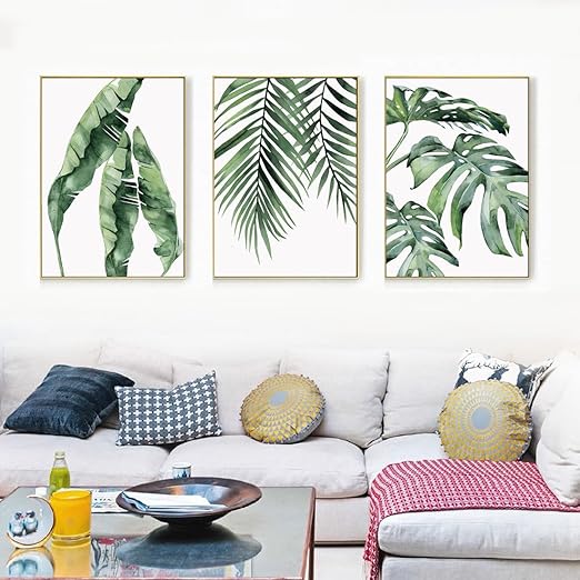 Amazon Com Lienzo Con Diseno De Hojas De Platano Palma Y