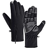 Jeniulet 100% Waterproof Winter Gloves -30℉ Warm Windproof All Fingers Touch Screen Gloves for Men Skiing and Outdoor Work