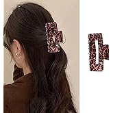 Fall Leopard Print Hair Clips Elegant Dark Brown Leopard Print Hair Claw Medium Acrylic Hair Claw Clips Strong Hold Jaw Clips Nonslip Hair Clamps Claw Autumn Winter Hair Clip Accessories for Women