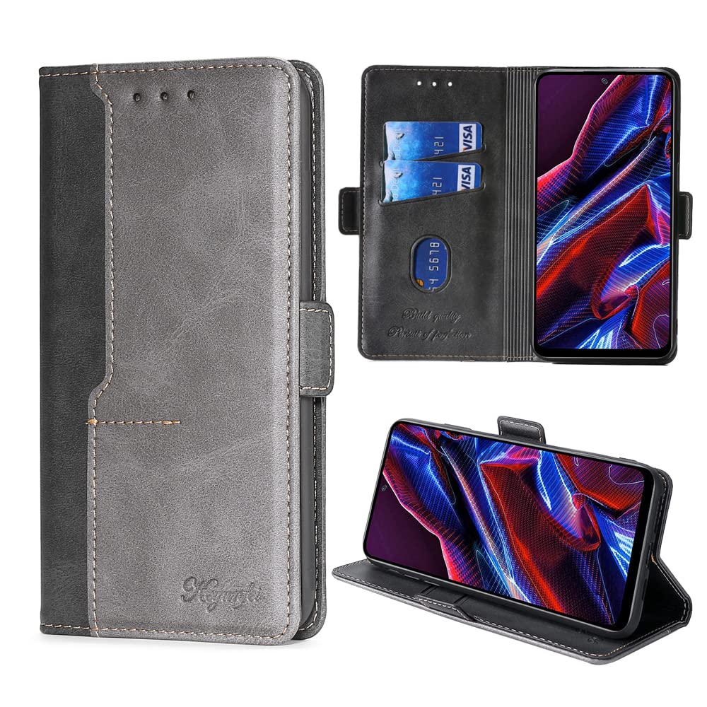 FiiMoo Case for Xiaomi Poco X5, Premium Leather Case, Cover, TPU Leather Wallet Case, Phone Case, Flip Case Magnetic Cover with Card Slot Kickstand for Xiaomi Poco X5-Black