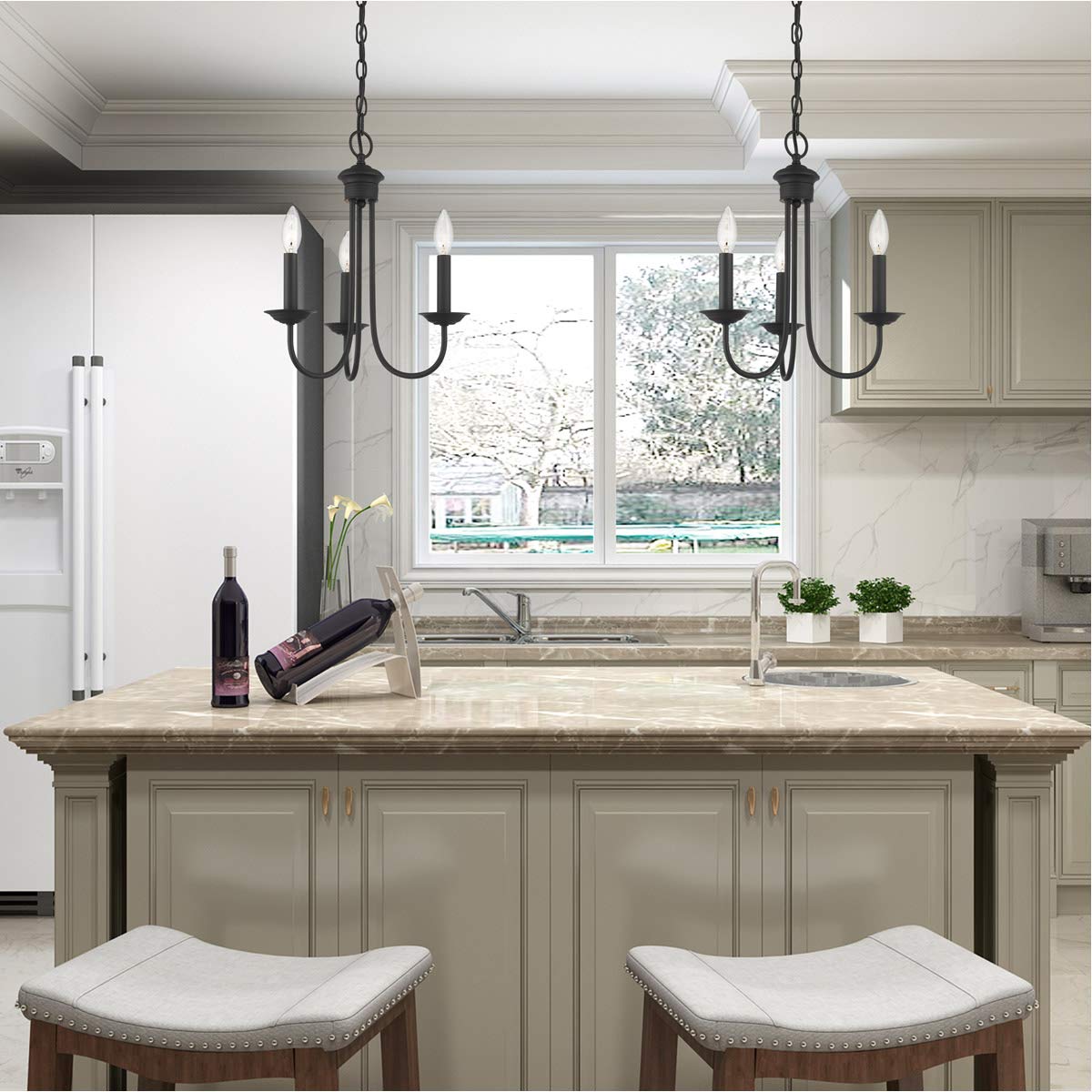 Livex Lighting 42683-04 Steel 3 Light Chandelier for Home Decor, 1 Black Ceiling Light Fixture, Perfect for Living Room or Bedroom Decor