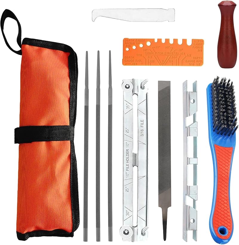 Techfection Universal Chainsaw Sharpening Kit with 5/32 3/16 7/32 Files