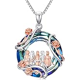 TOUPOP Sister Birthday Gifts for Sister 925 Sterling Silver 2 to 5 Sisters Necklace Rose Flower Pendant Crystal Jewelry Birthday Gifts for Women Best Friend