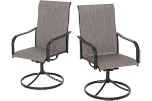 Virvla 2 Piece Patio Outdoor Dining Chairs Swivel Chairs, All Weather Breathable Textile Garden Furniture Chairs Set for Backyard Deck Tan Brown/Gray, Set of 2
