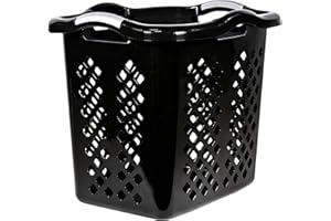 EGEN Home Logic 2 Bushel Lamper Plastic Laundry Basket with Silver Handles, Black