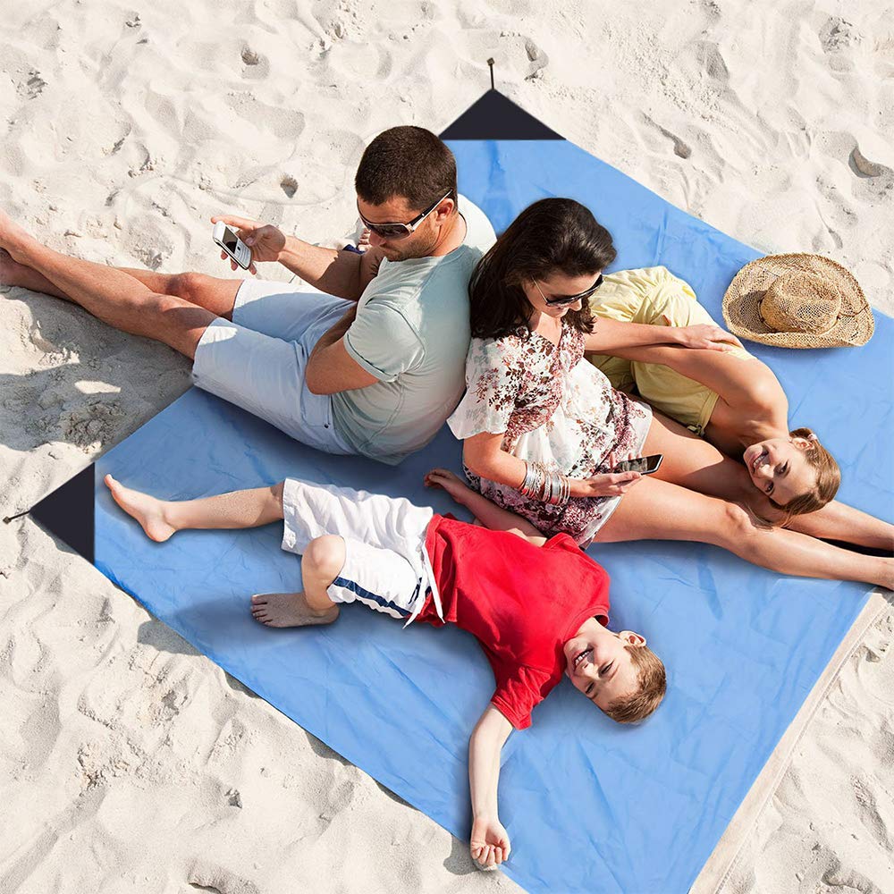 Small Blanket with 2 Cooling Towel Compact Beach Pocket Blanket Waterproof Ground Cover Waterproof Compact Sand Proof Picnic Mat for Travel Hiking Camping Festival Sports - Durable Tarp