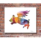 "Flying Pig" Abstract Watercolor Art Print By Artist DJ Rogers