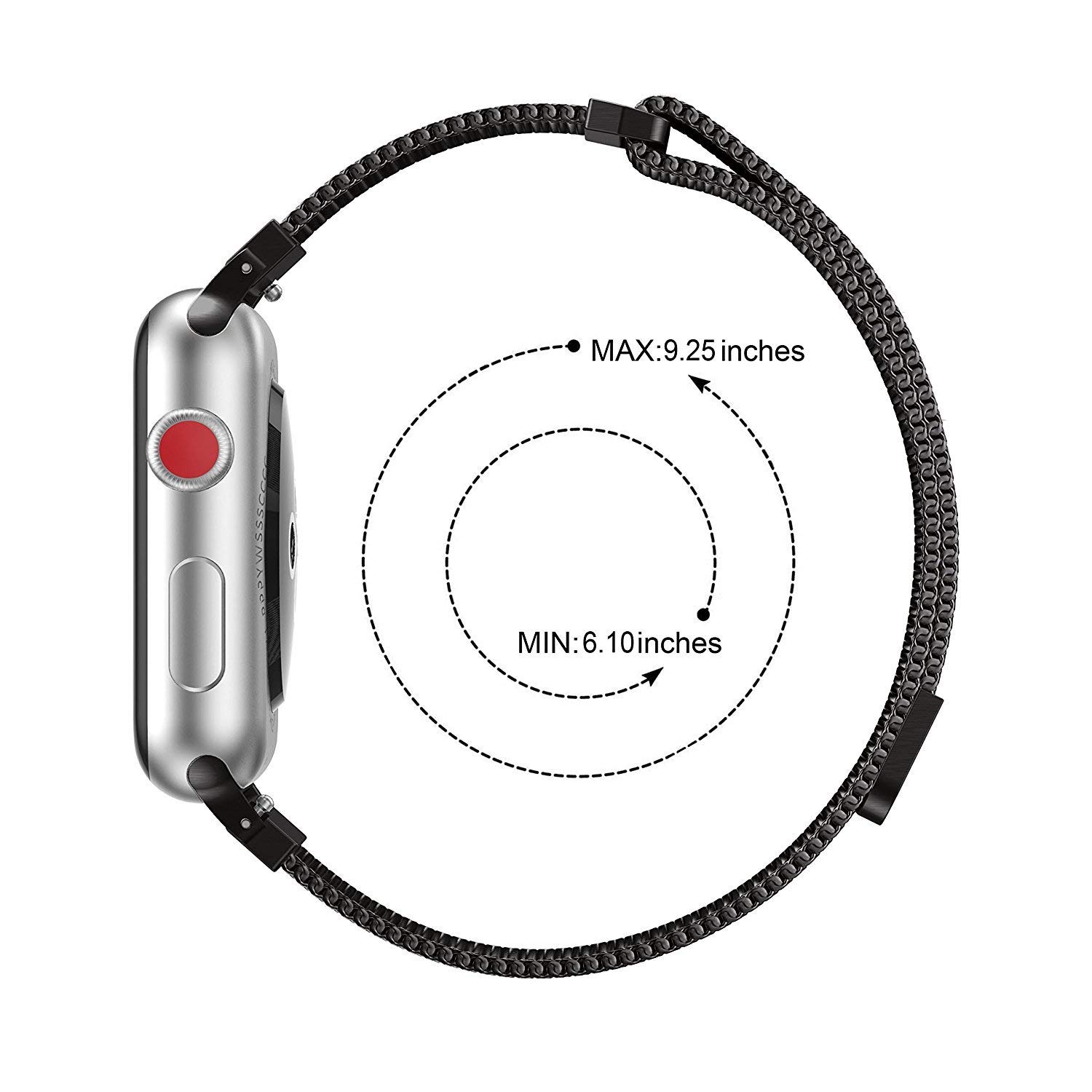 for Apple Watch 40mm Band with Case, Stainless Steel Mesh Milanese Loop with Adjustable Magnetic Closure Replacement Wristband for Apple Watch Series 4 (Black, 40MM)