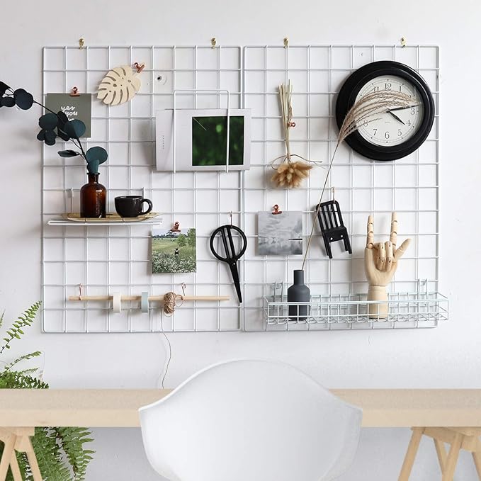 Panel de rejilla de pared para exhibición de fotos, organizador de