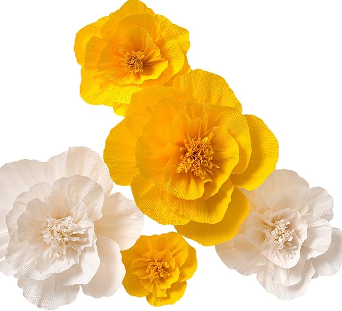 Key Spring - Flores de papel crepé grandes flores de papel (amarillo