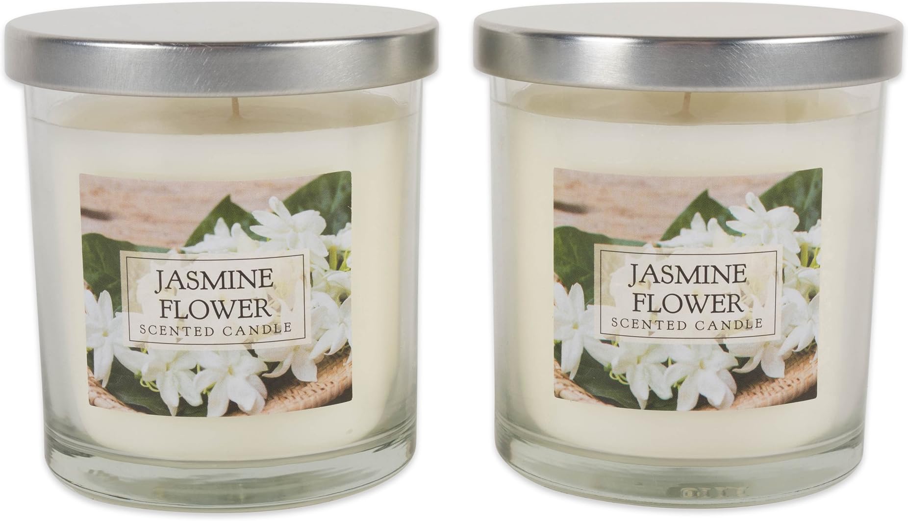 DII Home Traditions Single Wick Evenly Burning Highly Scented Jar Candle, Set of 2 (8 Oz Each) - Jasmine Flower