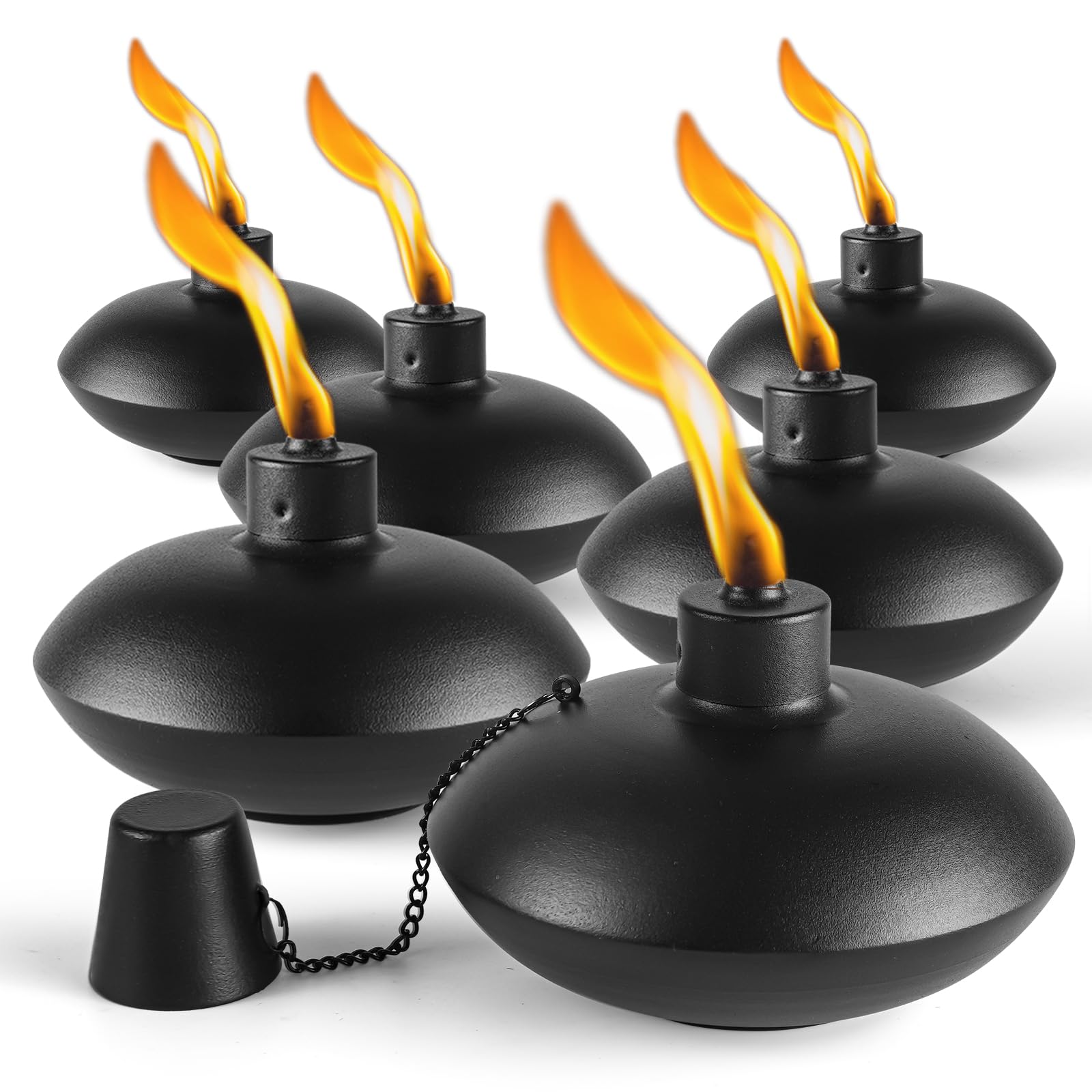 Photo 1 of ZSZMFH 6 Pack Metal Table Top Torches,18 oz Citronella Torches for Outside? Refillable Citronella Flame Light Torch with Wicks and Covers, Landscape Lanterns Torches for Party, Garden Decor?DIY .