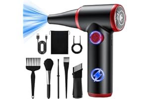 ATEngeus Compressed Air Duster, Stepless Speed Electric Air Duster, 100500RPM Cordless Air Duster with LED Light, Rechargeable Air Blower Replaces Canned Air, Keyboard Cleaner for Laptop, PC