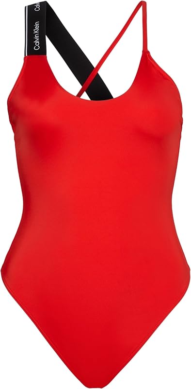 Costume da Bagno Donna One Piece Design Incrociato, Rosso (Cajun Red), M