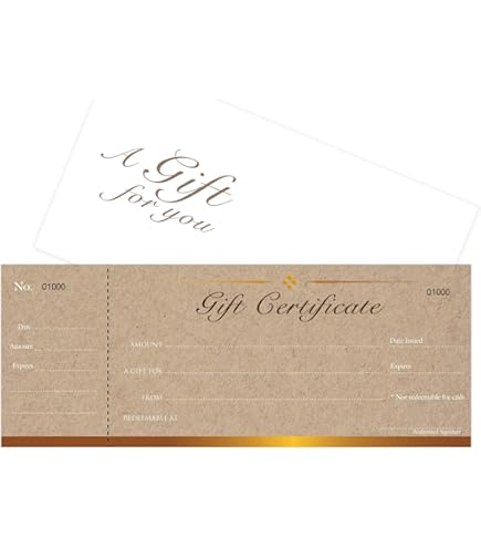 Bons Cadeaux à Personnaliser - Lot De 25 Formulaires Avec Enveloppes Pour Entreprises, Kiné
