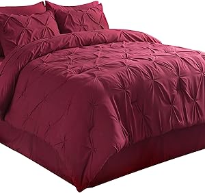 Bedsure Red Comforter Red Twin Comforter Red Comforter Twin Dark Red 6 Pieces - 1 Comforter Twin 68x88 Inches, 1 Pillow Sham, 1 Flat Sheet, 1 Fitted Sheet, 1 Bed Skirt, 1 Pillowcase