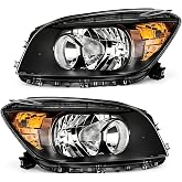 Headlight Assembly For 2006 2007 2008 Toyota RAV4 Headlights Lamps Pair Halogen LH RH Amber Replacement (Black)
