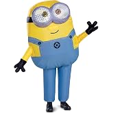Disguise Bob Inflatable Minion Costume for Kids, Official Minions Halloween Costume, Blow Up Jumpsuit with Fan, Child Size (up to 7-8)
