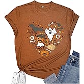 Women's Halloween Shirt: Love Art Patterns Halloween Party T-Shirt Crewneck Short Sleeve