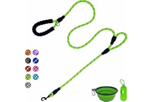 VOZRELS Dog Leash Heavy Duty 6ft, Double Handle Dog Leash with Padded Handle for Traffic Control, Reflective Rope Leashes for Large and Medium Dogs Control Safety Training at Night (Green)