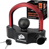 METOWARE Heavy-Duty Universal Trailer Coupler Lock Adjustable Trailer Lock | Fits 1-7/8 Inch, 2 Inch, 2-5/16 Inch Couplers with 2 Keys(Red)