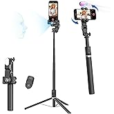 AOCHUAN Auto Face Tracking Tripod 360 Rotation for iPhone Android,Phone Stand Follow You for Video Recording,Selfie Stick Tri