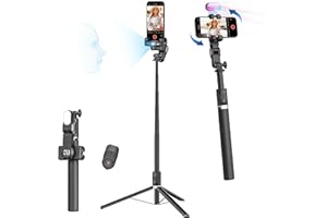 AOCHUAN Auto Face Tracking Tripod 360 Rotation w/RGB Light,Single-axis Phone Gimbal for iPhone Android w/Remote Control,Phone Stand Follow You for Video Recording,TikTok Vlogging(M2Pro Black)