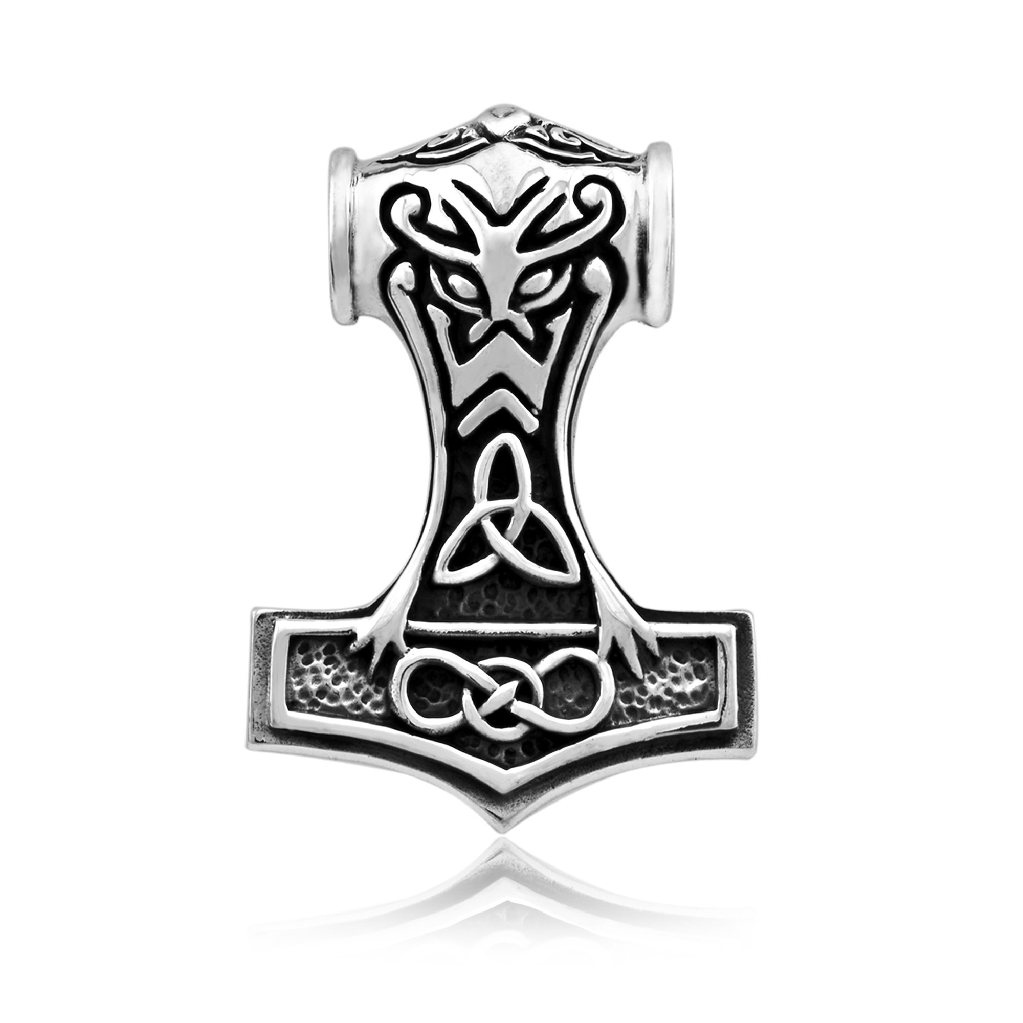 WithLoveSilver Solid Sterling Silver 925 Trinity Celtic Viking Amulet Hammer of Thor (Mjolnir) Pendant