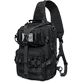 Lemubeane Tactical Sling Bag Backpack Military Rover Shoulder Sling Pack EDC Molle Range Bag Crossbody Chest Pack (Black)