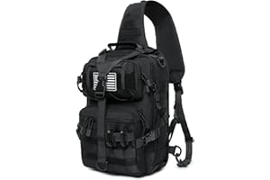 Lemubeane Tactical Sling Bag Backpack Military Rover Shoulder Sling Pack EDC Molle Range Bag Crossbody Chest Pack (Black)