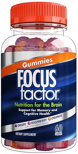 FOCUS FACTOR NOOTROPIC GUMMIES, MEMORY SUPPLEMENT FOR BRAIN, PHOSPHATIDYLSERINE, BACOPA, HUPERZINE A, 60 COUNT