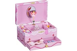 Homde Music Jewelry Box for Girls: Pink Fairy Spinning Musical Organizer for Litter Kids Age 3+ Year Old - Gifts for Christmas Birthday