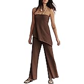 DURUNUL Womens Summer Knit Sweater Sets Off The Shoulder Tube Top and Pants Sets Lounge Sets Vacation 2 Piece Outfits