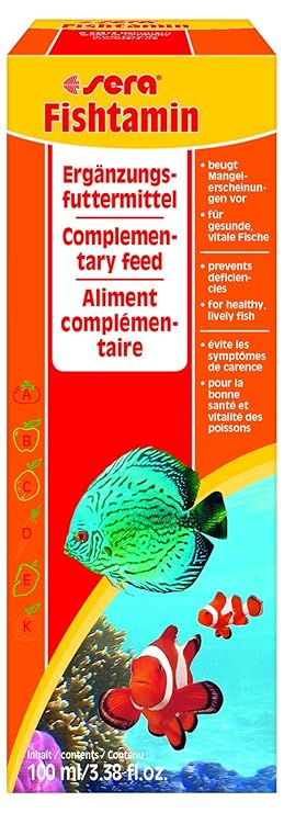 sera fishtamin - schmackhafte Emulsion aus 12 wertvollen Vitaminen zum Auftropfen auf das Futter - das Extra an Vitaminen für