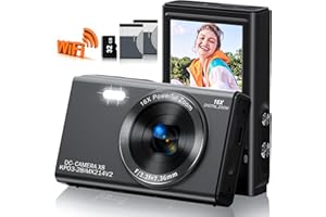 Digital Camera, Saneen 4K WiFi Kids Cameras for Photography, Compact Camera with 32GB SD Card, 16X Digital Zoom, 2.8" Big Screen, 2 Rechargeable Batteries, 4K 2.7K 1080P & 64MP 48MP 30MP-Black