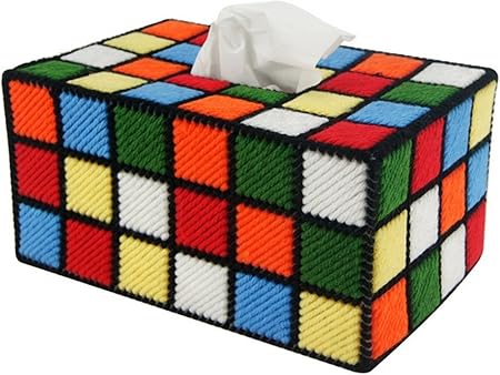 sinotop DIY Tejido caja de pañuelos de cubo de Rubik de punto de cruz: Amazon.es: Hogar