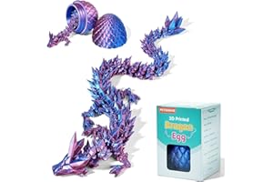 PETBSNVB 12" 3D Printed Dragon in Easter Eggs, Basket Stuffers, Crystal Surprise, Articulated Fidget Toy, Home Office Decor Executive Desk Toy (Laser Purple)