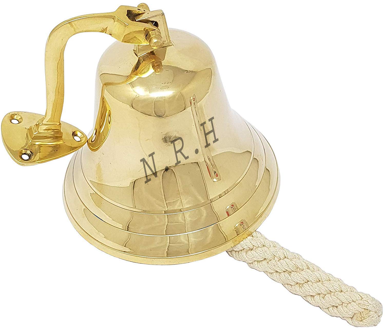 6" Solid Brass Ship Bell with Rope – Nautical Wall Mount Door Bell – Marine Maritime Hanging Bell for Home, Boat, Office, Bar & Beach House Décor – Vintage Coastal Gift Item (Polished Finish)