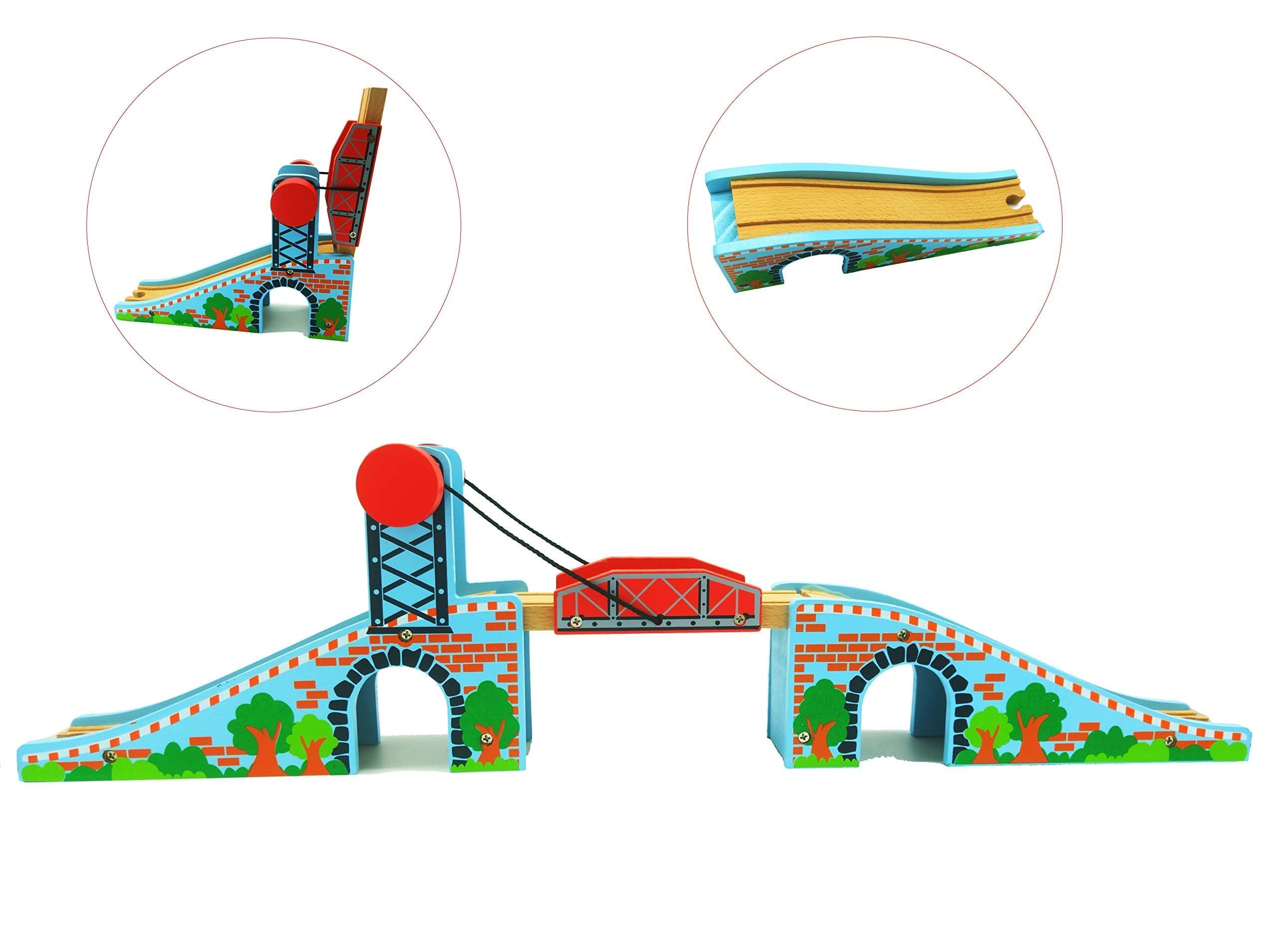 Z MAYABBO Wooden Train Tracks Accessories Wood Train Lifting Bridge for Railroad Tracks fits for All Railway Tracks