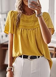 Falechay Summer Tops Tunic Tops Crew Neck Short